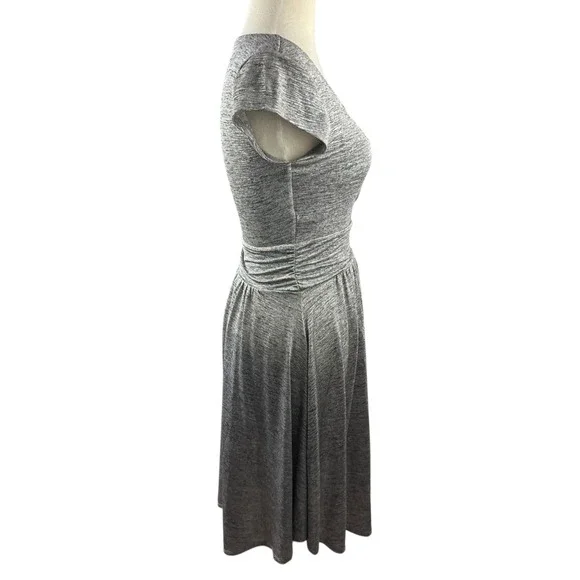 Maeve x Anthropologie Tamera Metallic Silver Shimmer Jersey Dress Faux Wrap XS - Picture 10 of 15